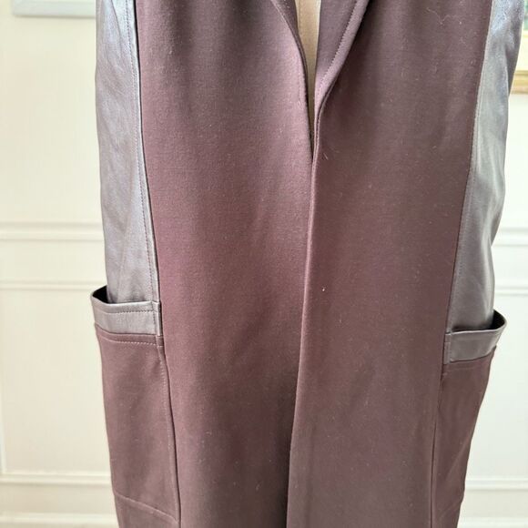 G.I.L.I. GILI Ponte Faux Leather Open Front Vest Espresso 14 - Picture 4 of 8